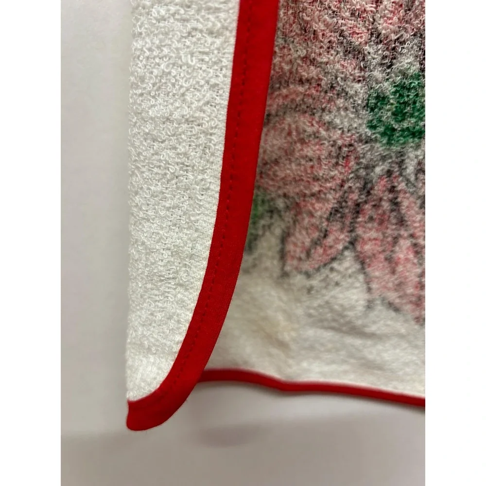Christmas Holiday Apron, Poinsettias, Terry‎ Cloth Handmade, Small 16